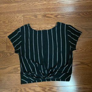 Cropped Pinstripe Twist Top